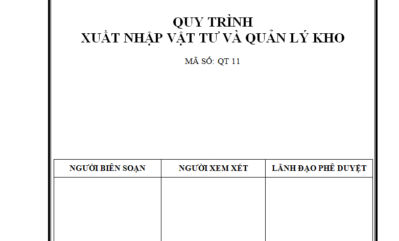 Quy trình xuất nhập vật tư và quản lý kho